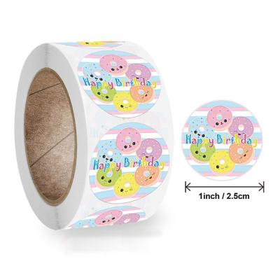 China Custom Waterproof+Eco-friendly happy new year stickers logo adhesive label printing cute kids stickers label sticker in stock for sale