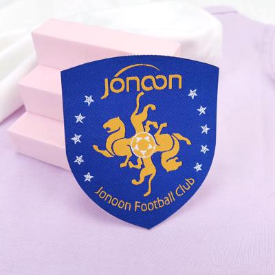 China Brand Logo Woven Embroidery Badges Customized Professional Free Fabric Product Design For School Uniform for sale