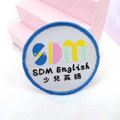 China Custom Woven Cloth Patch Football Soccer Woven Badge Kid Clothes Applique Patches for sale