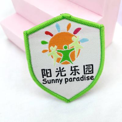 China Cute Cloth Cartoon Patches High Quality Custom Name Logo Machine Woven Badges For School Uniform Clothing And Bag for sale