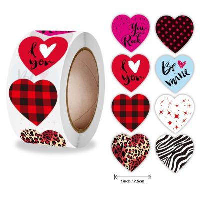 China Custom Waterproof+Eco-friendly Happy New Year adhesive stickers logo label printing sticker label heart-shaped sticker in stock for sale