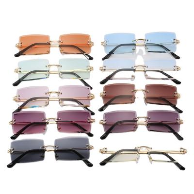 China Wholesale Manufacturers Fashion Couturier Square Rimless Sun Shading Glasses Mens Womens Sunglasses for sale