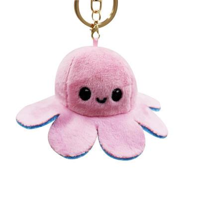 China Wholesale High Quality Flip Design Plush With Short Velvet Octopus Keychain Ladies Bag Octopus Keychains for sale