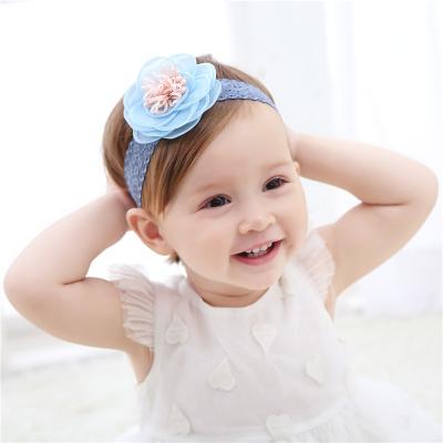 China Fashion/soft casual/comfort bands/trend children wholesale fashion new hair ornaments baby ribbon girl hair band lovely lace elastic flowers for sale