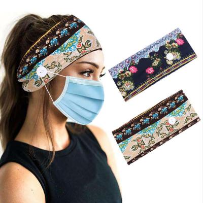 China Eco-Friendly/Comfortable/Fashion Cozy Button Headbands Black Headband With Graphic Print Custom Headband for sale