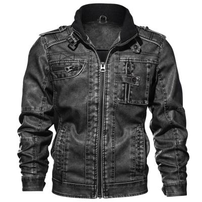 China 2021 Men's PU Breathable Leather Jacket Autumn And Winter Plus Size Men's Casual Washable 3d Collar Leather Jacket Motorcycle Comic Clothing for sale