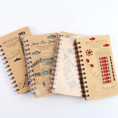 China Small Cute Spiral Kraft Spiral Notebooks In Various Design for sale