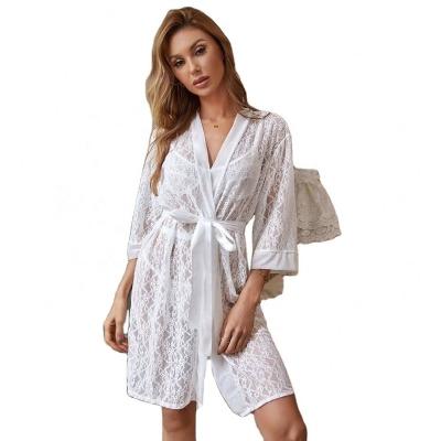 China Lace Up Sexy Pajamas China Customization Long Robes Large Size Standard Size T Shirts Nightgown for sale