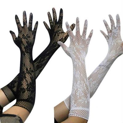 China Sexy Lingere lyfB78 Ladies Girls Sexy Fingerless Long Net Lace Up High Elasticity Hand for sale