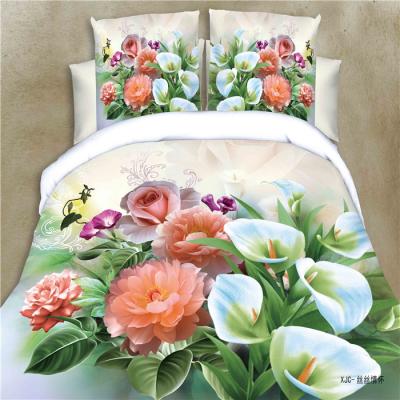 China 2018 Polyester 3d Simply Beautiful Flower Printed Fabric Bed Sheet for sale