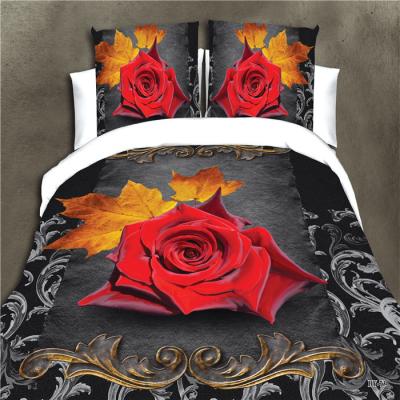 China House 100% Polyester Red Rose Bedding Set All Size 3d Duvet Cover for sale