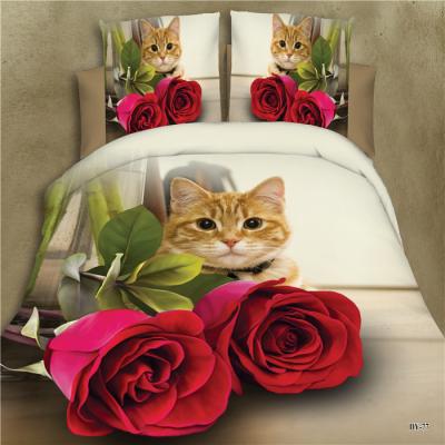 China Other Beautiful 3D Flower Red Rose Yellow Kitten Kitty Pet Bed Set for sale