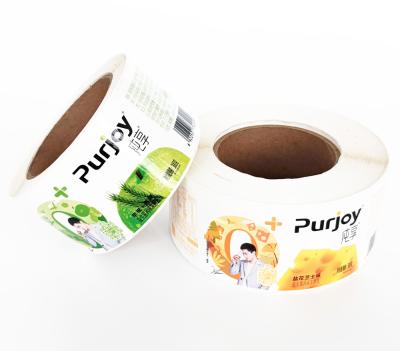 China Waterproof Custom Self Adhesive Square Roll Food Bottle Packaging Printing Labels Sticker With Logo for sale