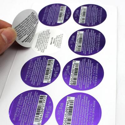 China Wholesale Custom Shaped Double Face Round Sticker Waterproof Double Layer Waterproof Cosmetic Adhesive Label for sale