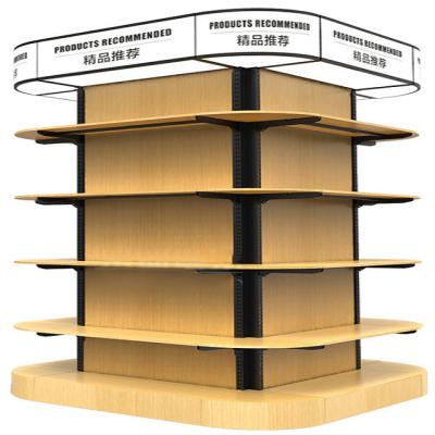 China Column Wrapped Steel Wood Combination Directly Supplied From Manufacturer Of Column Standing Display Rack for sale