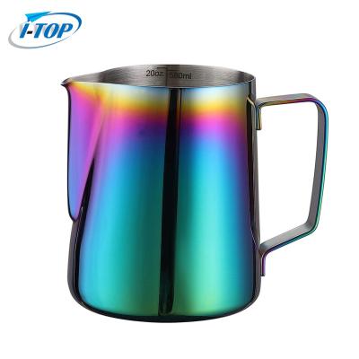 China Viable Custom Bartender Espresso Stainless Steel Steaming Jug Frothing Pitcher Latte Coffee Milk Frother Jug for sale