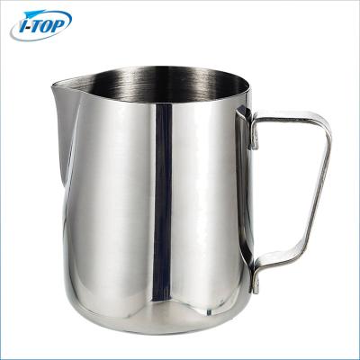 China Sustainable 12 oz (350ml), 20 oz (600ml) Metal Coffee Espresso Milk Frothing Pitcher Stainless Steel Milk Jug for sale