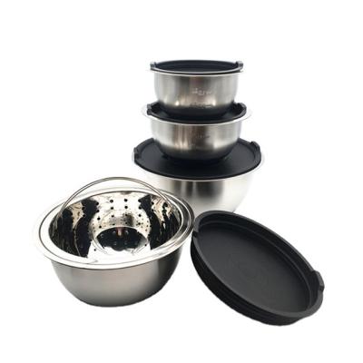 China Viable Hot Selling Mixing Bowl Set With Black Silicone Stainless Steel Bottom Mixing Bowl Set for sale