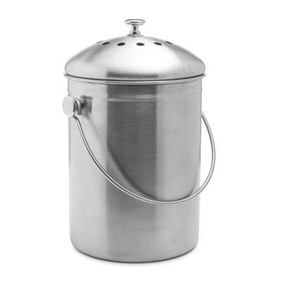 China Sustainable 5 Liter 1.3 Gallon Kitchen Stainless Steel Compost Bin With Charcoal Filter Compost Bucket for sale