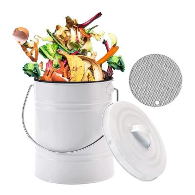 China Home Sustainable Home Indoor Metal Round Food Compost Bin Compost Bin Kitchen Fiber for sale