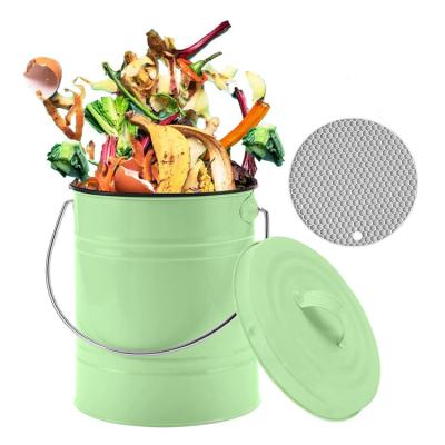 China Eco Sustainable Recycled Material Household Stainless Steel Kitchen Waste Filter Indoor Compost Bin For Kitchen for sale