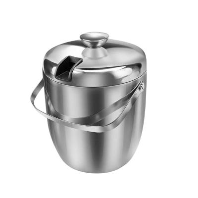 China Factory direct wholesale 1.3L Stainless Steel Mini Silver Double Wall Party Wine Vintage Champagne Ice Buckets Viable With Lid for sale