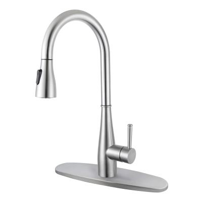 China 2021 New Modern Modern Style 304 Stainless Steel Kitchen Faucets Pull Out To Lower Kitchen Mixer Sink Faucet Sink Kitchen Faucets With PS for sale