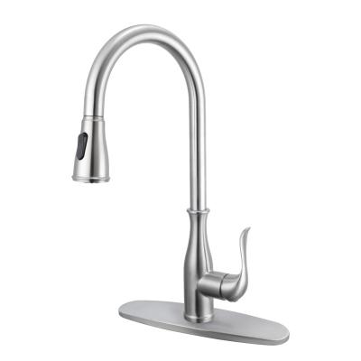 China Modern New Design 304 Stainless Steel Kitchen Sink Water Luxury Home Single Lever Mixer Tap Pull Down Kitchen Faucet for sale