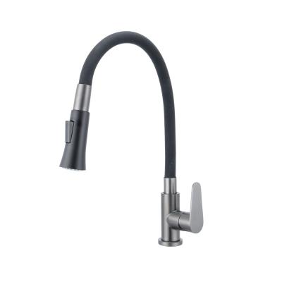 China Modern High Quality Flexible Gray Single Hole Faucet Stainless Steel Kitchen Faucet 360 Degree Cold Water Single Tap for sale