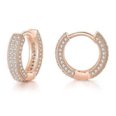 China Fashion Jewelry 18k Lead Free Nickel Free Gold Plated To Pave Brass Diamond Full Circle Huggie Earrings For Women for sale