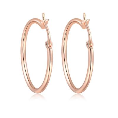 China Simple Jewelry Factory Wholesale Cheap Lead Free Nickel Free Price Big 18K Brass Round Rose Gold Hoop Earrings For Women for sale