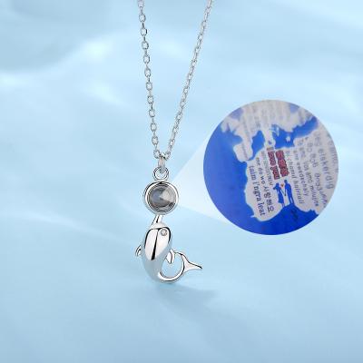 China Fashion Factory Custom Necklaces Girl 925 Sterling Silver Dolphin Animal Photo Projection Pendant Jewelry Wholesale Lead Free Nickel Free Women for sale