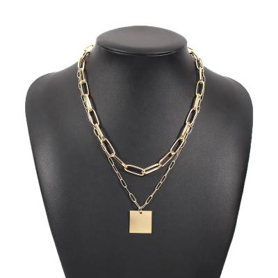 China High Quality Layered Eco-Friendly Cuban Lock Pendant Necklace 18K Gold Plated Chunky Stainless Steel Trendy Fashion Jewelry For Men for sale