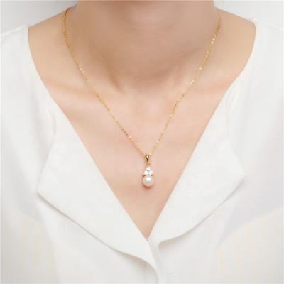 China 2021 Classic Zircon Jewelry Pendant 925 Sterling Silver Gold Plated Women Pearl Necklace for sale