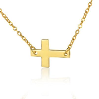 China Sterling Silver Cross Necklace Quality Products Fashionable High Grade Gold Plated Hamsa Cross Necklace for sale