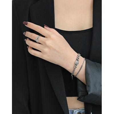 China Fashionable Korean version of the wild silver sterling silver chain bracelet retro INS box bracelet S925 chain bracelet female personality for sale