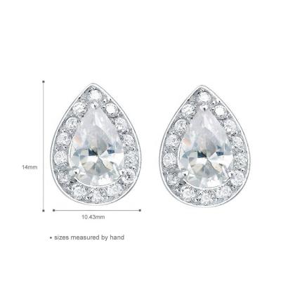 China Luxury Women High Quality Trendy Waterdrop Crystal Zircon 925 Sterling Silver Earrings Stud Fashion Wholesale Trendy 2021 For Ladies for sale