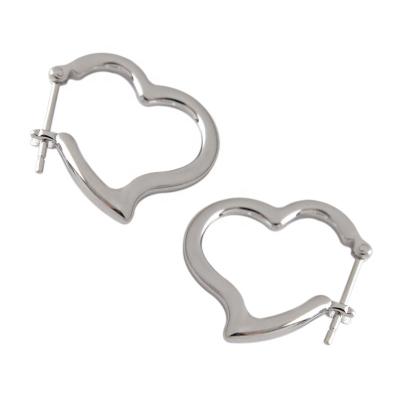 China 2021 Wholesale Trendy Fashion Design Jewelry High Quality 925 Sterling Silver Earring For Women Huggie Circle Minimalist Heart for sale