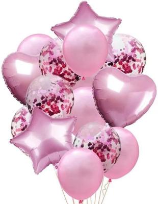 China Latex Hot Selling 14pcs Confetti Balloon Bouquet Birthday Balloons Clear Latex Ballons Decoration Baby Shower Party Decoration for sale