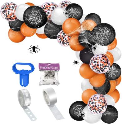 China Orange Black Purple Latex Spider Web Halloween Confetti Balloons Garland Arch Kits Indoor Party Supplies Halloween Decorations for sale