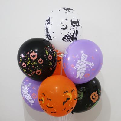 China Wholesale 100pcs 12inch Latex Festival Favor Decoration Halloween Latex Printed Ghost Party Balloons Holiday Party Balloons for sale