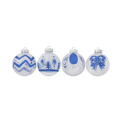 China 12pcs Plastic Christmas Blue Transparent Balls Set Shatterproof Hanging Hanging Christmas Tree Ornaments Decorations Christmas Balls for sale