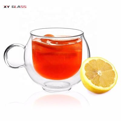 China Modern minimalist fashion eco-friendly double walled glass cup of pyrex syrup for sale