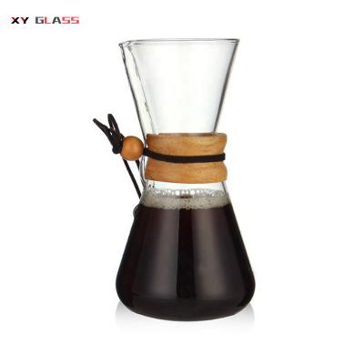 China Sustainable Handmade Dishwasher Safe Cooking Glass With Collar Bamboo Drip Coffee Maker for sale