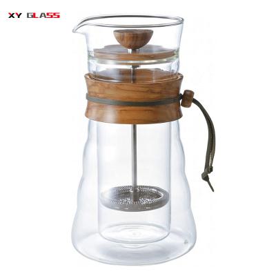 China Heat Resistance Sustainable Borosilicate Double Layer French Press Glass Coffee Pot for sale