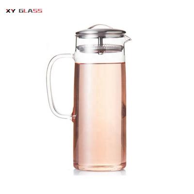 China Handblown Clear Tea Water Strainer Sustainable Top Selling Heat Resistant Glass Pitcher for sale