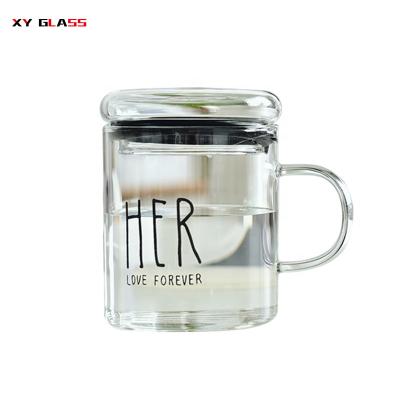 China Viable promotion hot sale fancy borosilicate glass lid coffee milk bag mug for sale