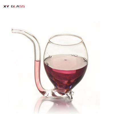 China New Design Straw Product Creative Fancy Wine Cocktail Drinking Pyrex Glass Cup for sale