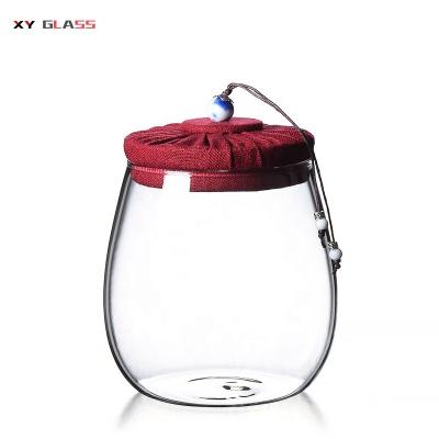 China Promotion Heatable Exquisite Dishwasher Safe Hand Craft Borosilicate Glass Round Jar for sale