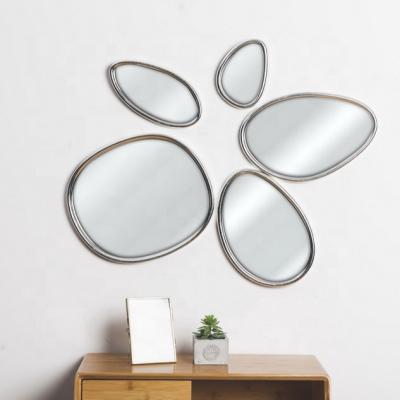 China Industrial Irregular Cobblestones Mirror Series 5 Pcs Mirrors Set Decorative Mirror for sale